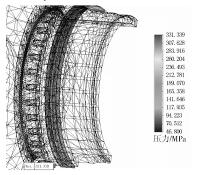 Stress cloud diagram of conventional valve seat sealing ring